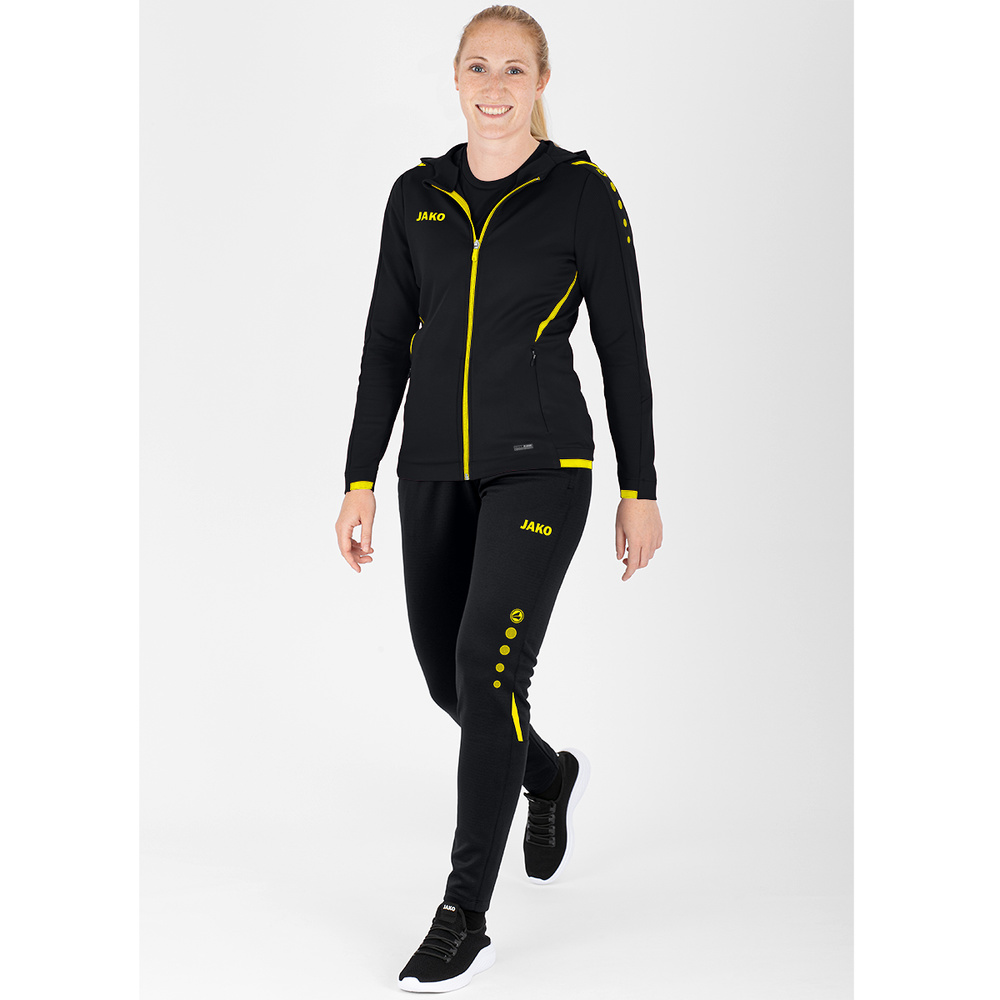 TRAINING JACKET JAKO CHALLENGE WITH HOOD, BLACK-CITRO WOMEN. 