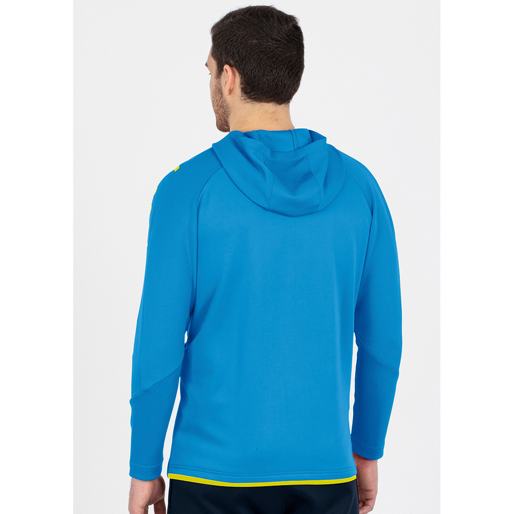 TRAINING JACKET JAKO CHALLENGE WITH HOOD, JAKO BLUE-NEON YELLOW KIDS. 