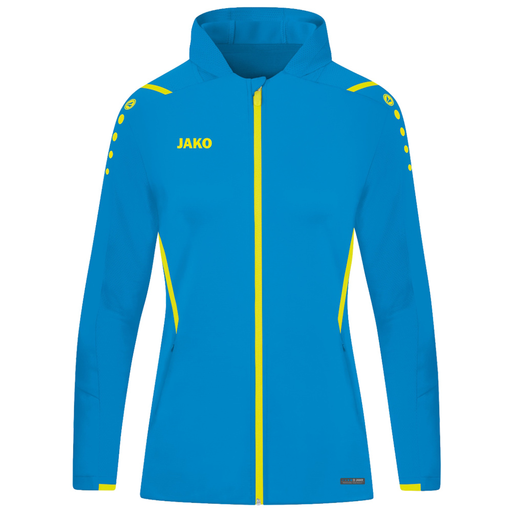 TRAINING JACKET JAKO CHALLENGE WITH HOOD, JAKO BLUE-NEON YELLOW WOMEN. 