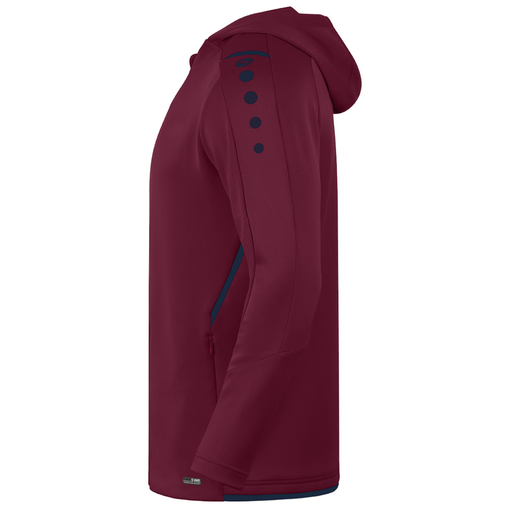 TRAINING JACKET JAKO CHALLENGE WITH HOOD, MAROON-SEABLUE KIDS. 