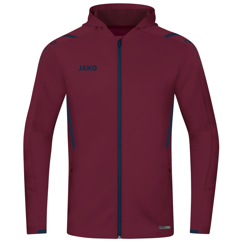 TRAINING JACKET JAKO CHALLENGE WITH HOOD, MAROON-SEABLUE MEN. 