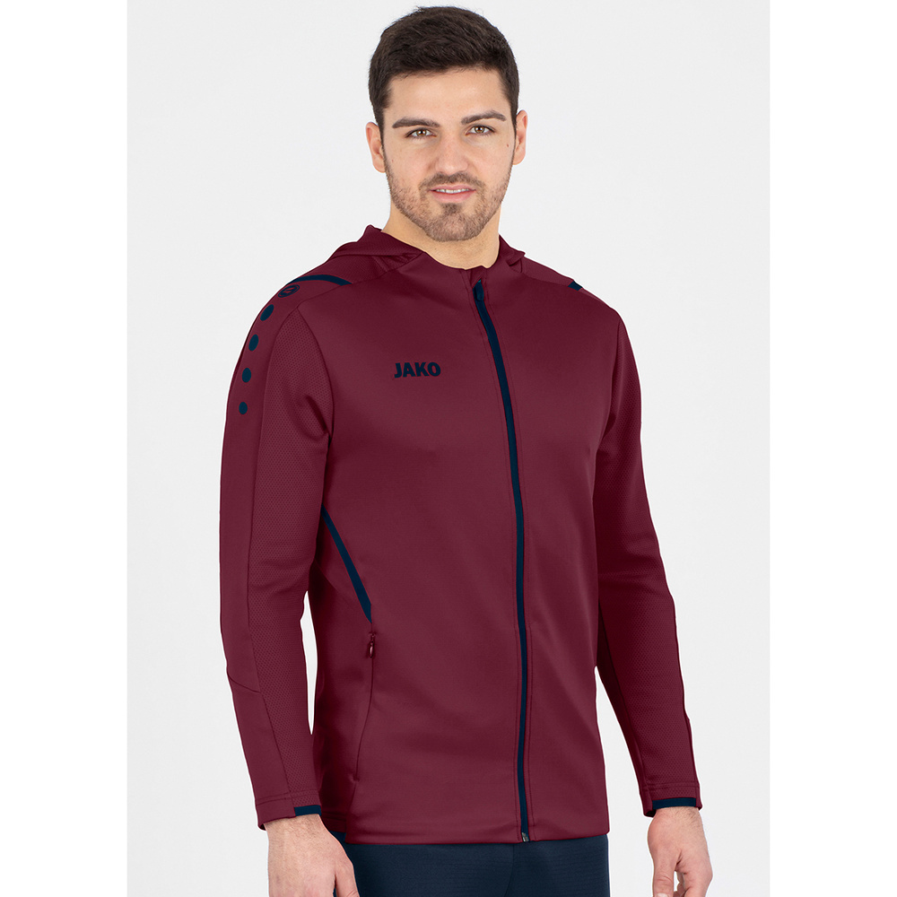 TRAINING JACKET JAKO CHALLENGE WITH HOOD, MAROON-SEABLUE MEN. 