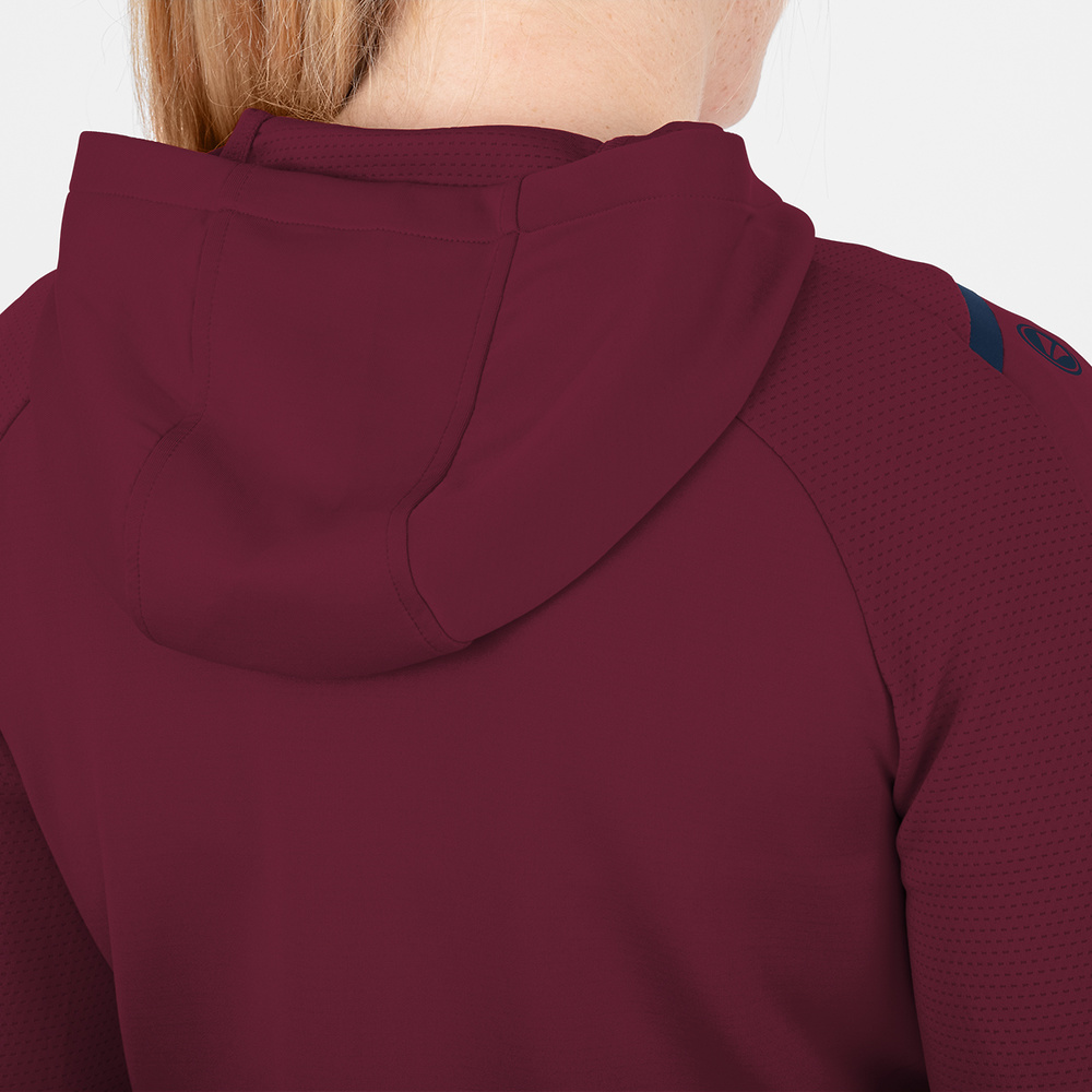 TRAINING JACKET JAKO CHALLENGE WITH HOOD, MAROON-SEABLUE WOMEN. 