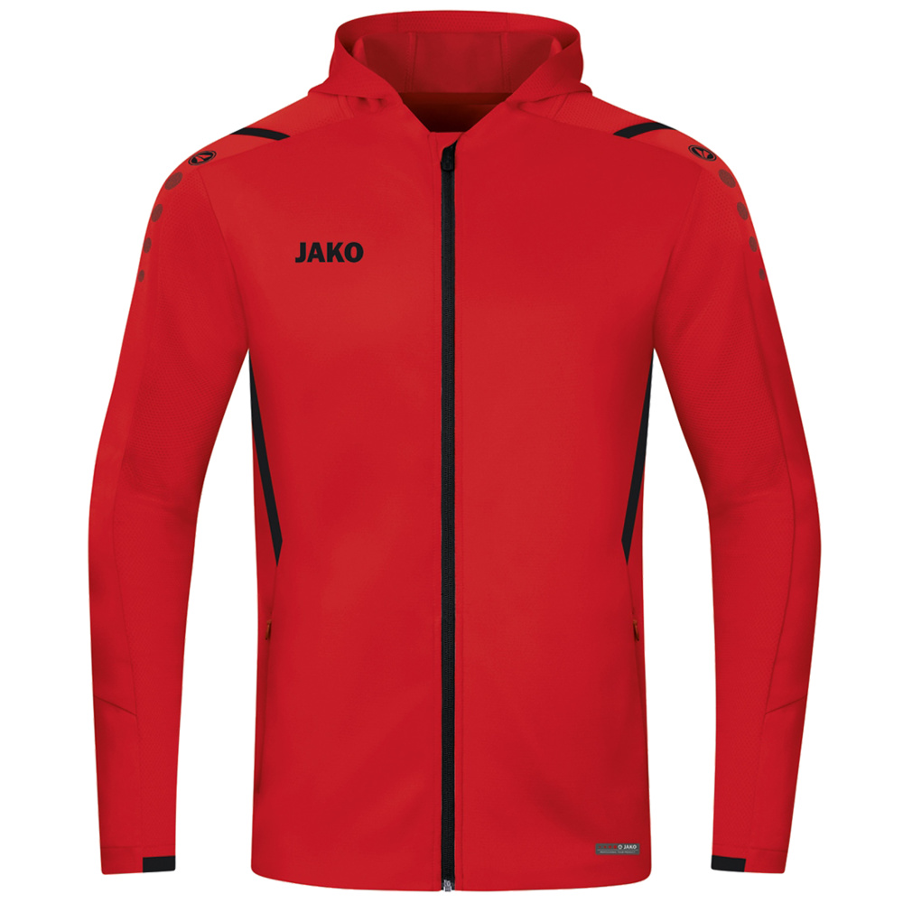 TRAINING JACKET JAKO CHALLENGE WITH HOOD, RED-BLACK MEN. 