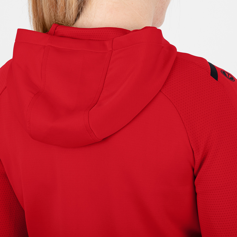 TRAINING JACKET JAKO CHALLENGE WITH HOOD, RED-BLACK WOMEN. 