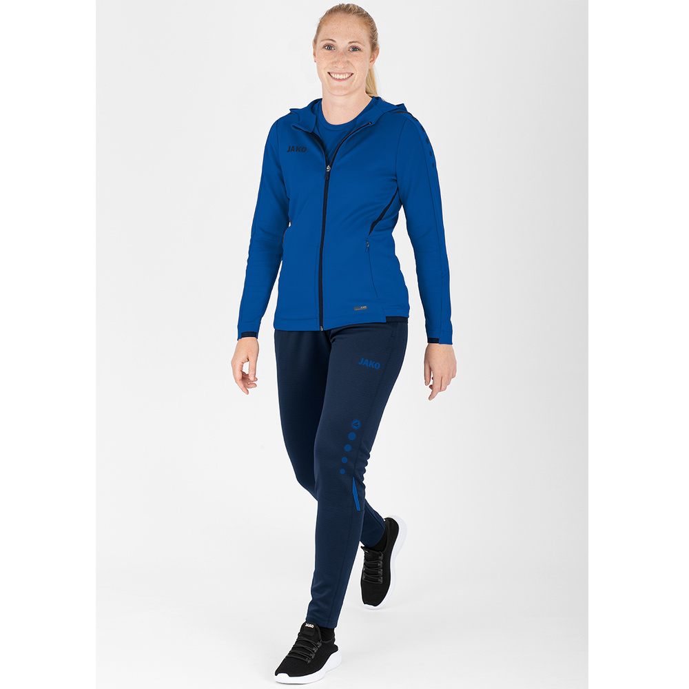 TRAINING JACKET JAKO CHALLENGE WITH HOOD, ROYAL-SEABLUE WOMEN. 