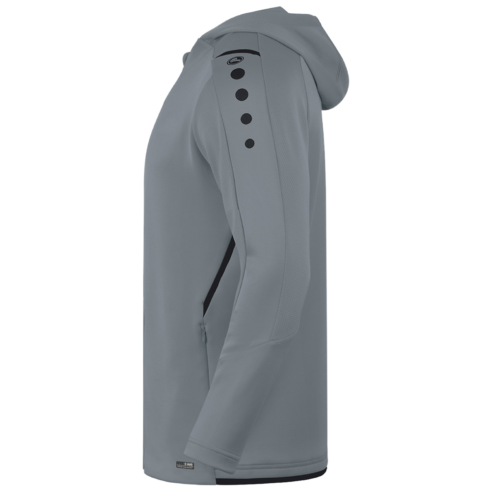 TRAINING JACKET JAKO CHALLENGE WITH HOOD, STONE GREY-BLACK KIDS. 