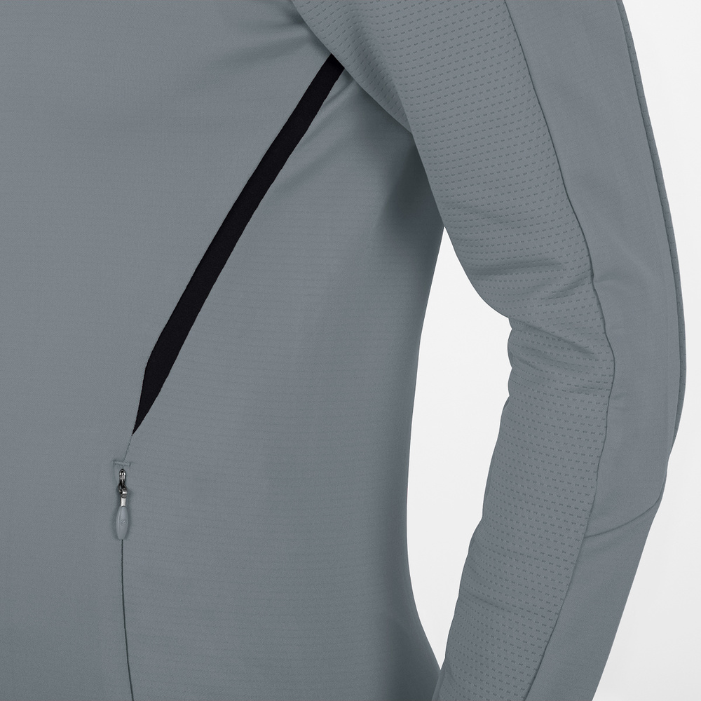 TRAINING JACKET JAKO CHALLENGE WITH HOOD, STONE GREY-BLACK WOMEN. 