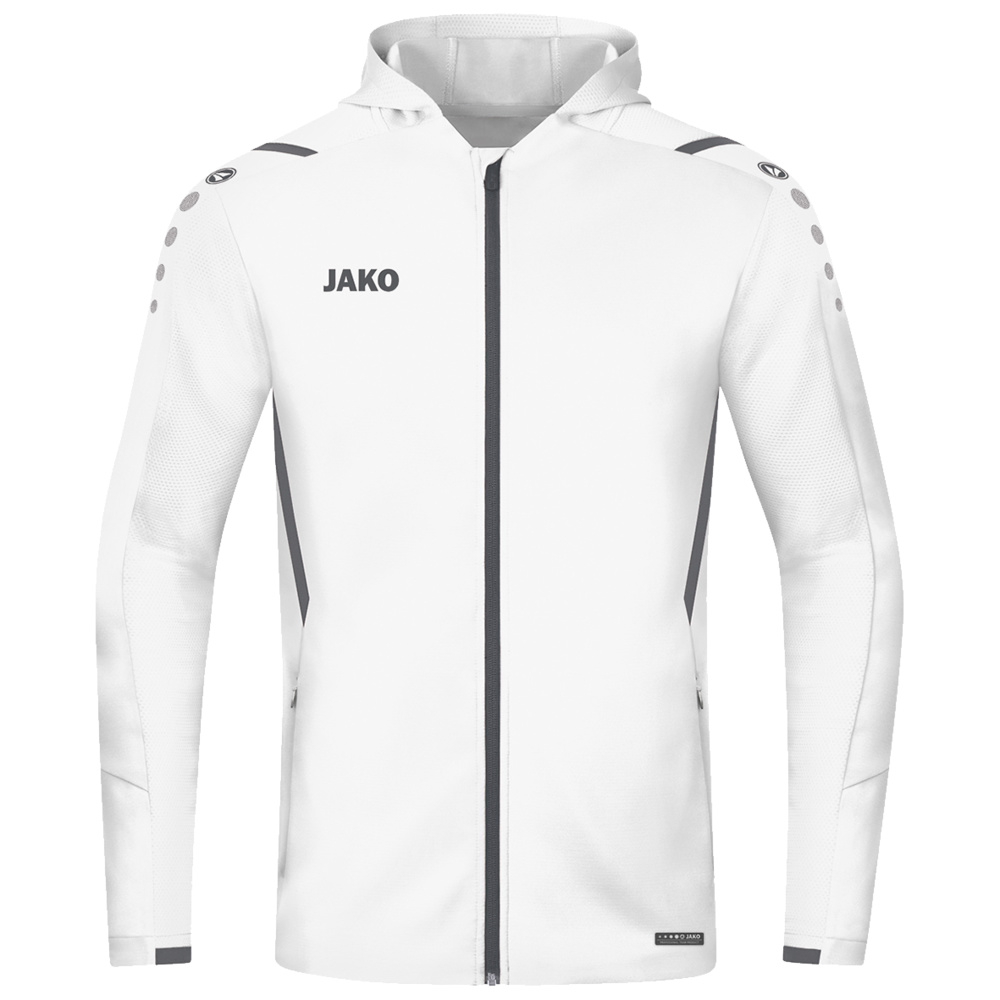 TRAINING JACKET JAKO CHALLENGE WITH HOOD, WHITE-ANTHRACITE MEN. 