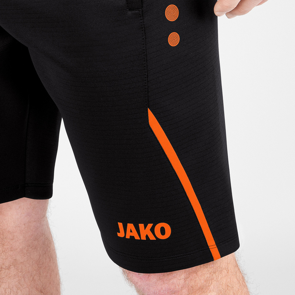 TRAINING SHORTS JAKO CHALLENGE, BLACK-NEON ORANGE KIDS. 