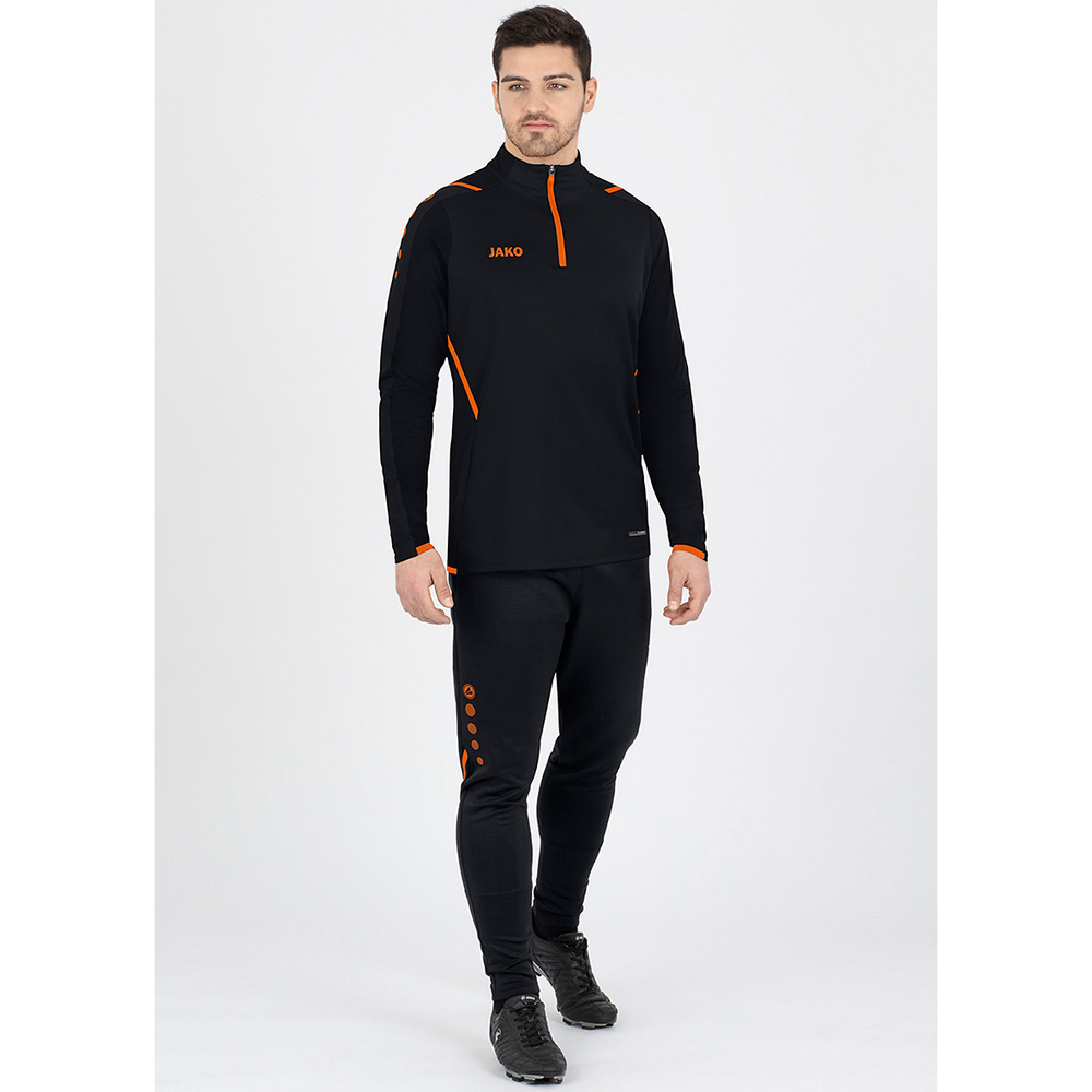 ZIP TOP JAKO CHALLENGE, BLACK-NEON ORANGE KIDS. 