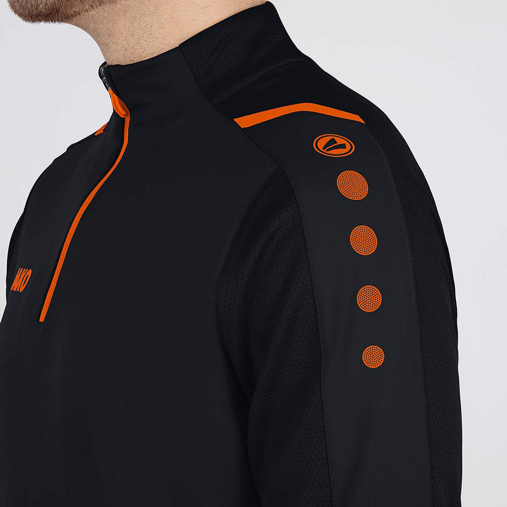 ZIP TOP JAKO CHALLENGE, BLACK-NEON ORANGE MEN. 