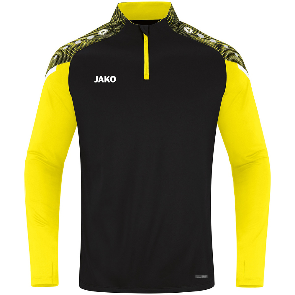 ZIP TOP JAKO PERFORMANCE, BLACK-SOFT YELLOW KIDS. 