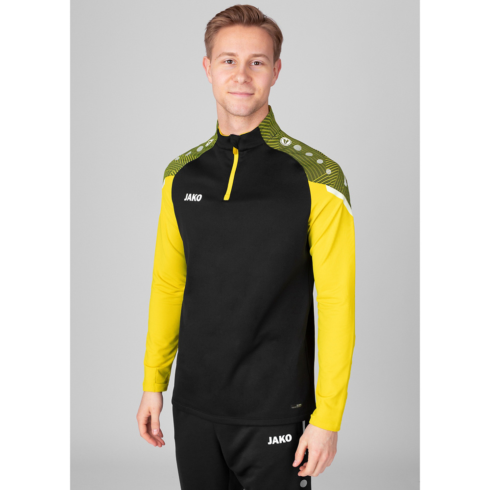 ZIP TOP JAKO PERFORMANCE, BLACK-SOFT YELLOW KIDS. 