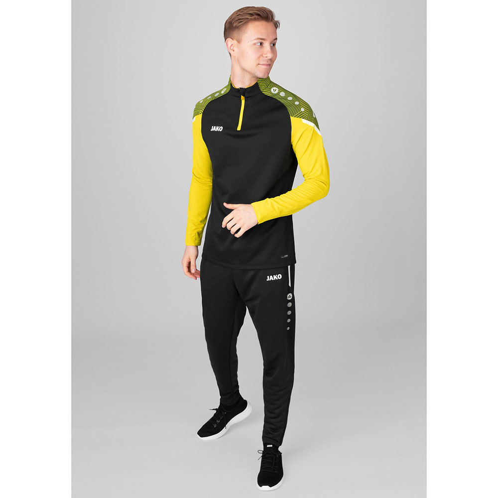 ZIP TOP JAKO PERFORMANCE, BLACK-SOFT YELLOW KIDS. 