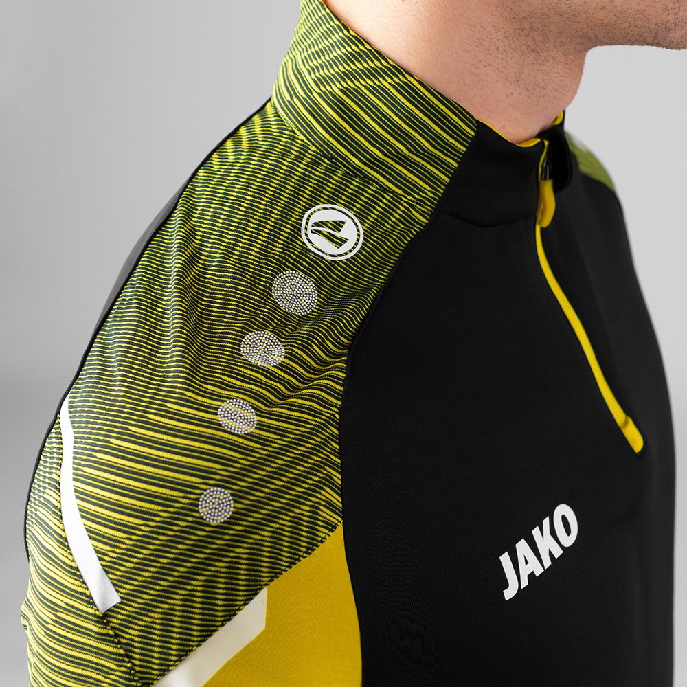 ZIP TOP JAKO PERFORMANCE, BLACK-SOFT YELLOW KIDS. 