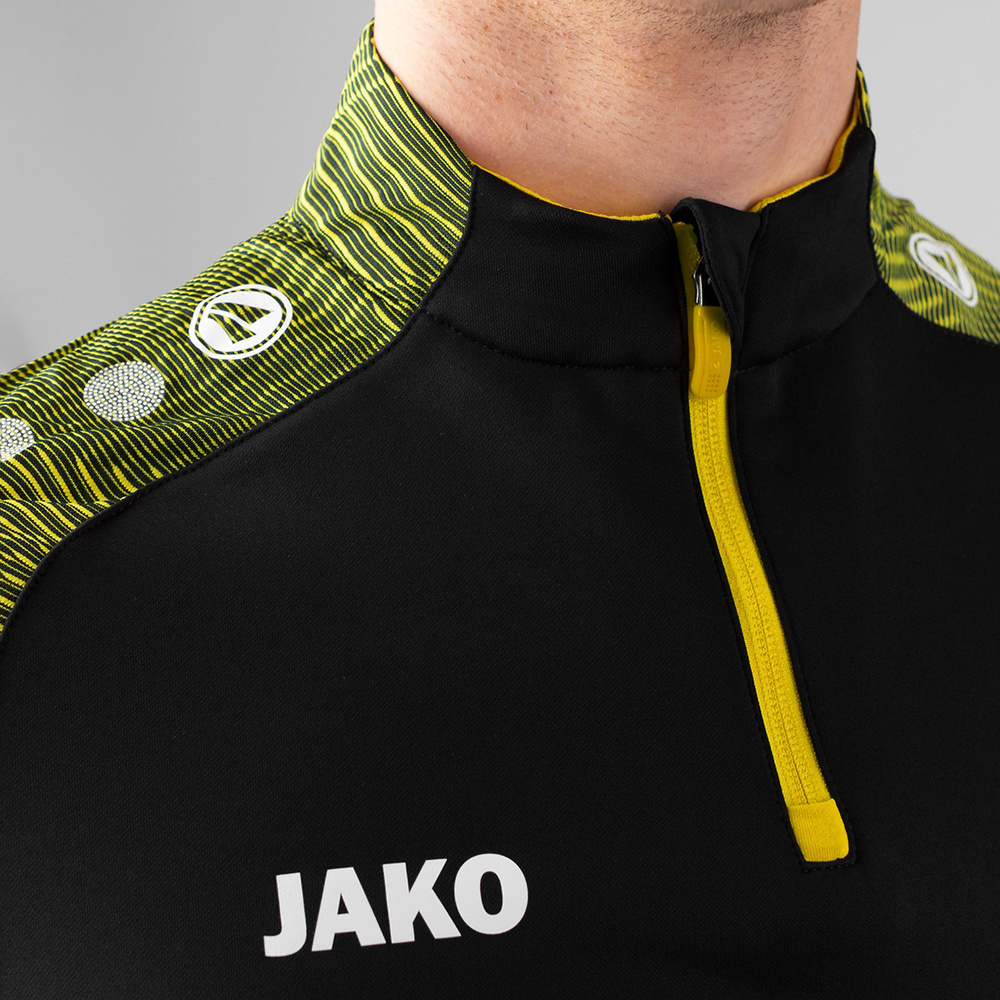 ZIP TOP JAKO PERFORMANCE, BLACK-SOFT YELLOW KIDS. 