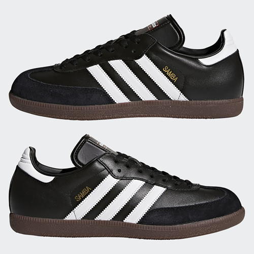 ADIDAS SAMBA LEATHER, BLACK-FOOTWEAR WHITE-CORE BLACK.