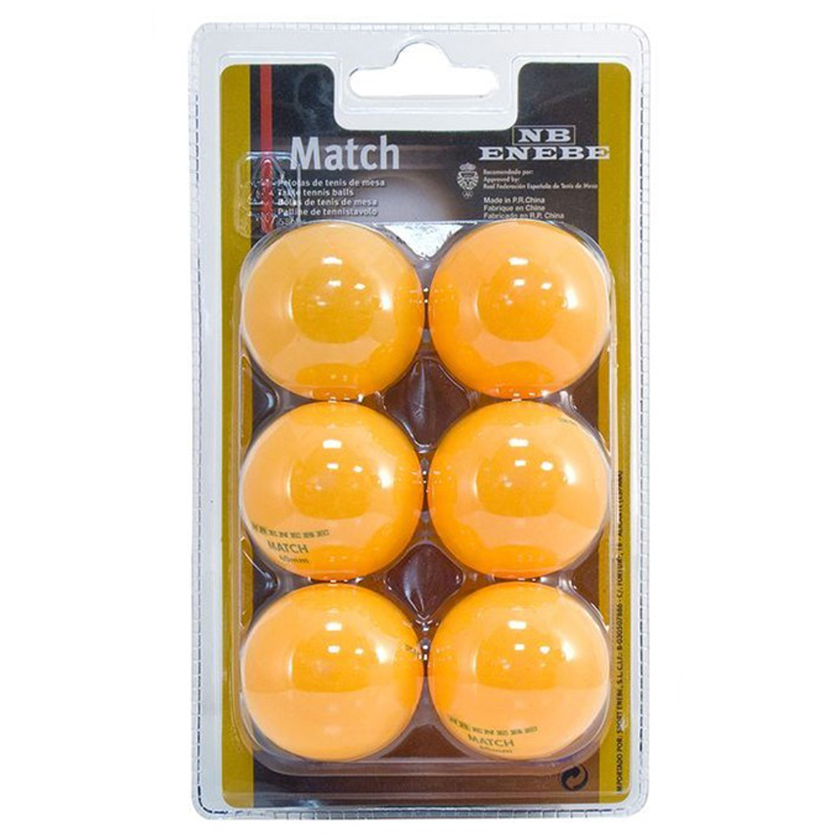 BLISTER 6 BALLS NB MATCH 40 MM. ORANGE.