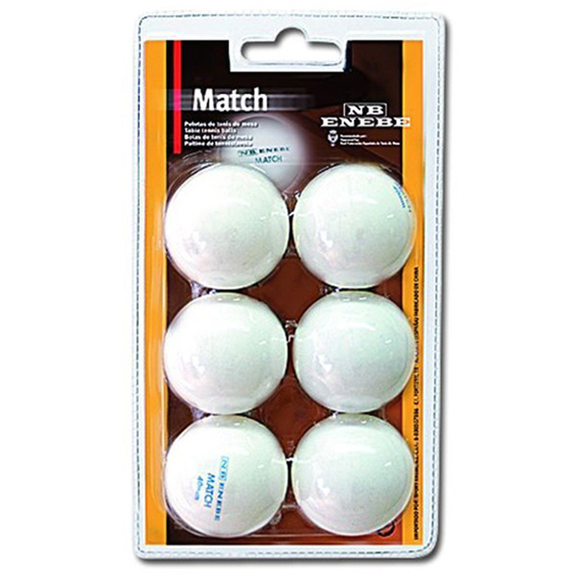 BLISTER 6 BALLS NB MATCH 40 MM. WHITE.