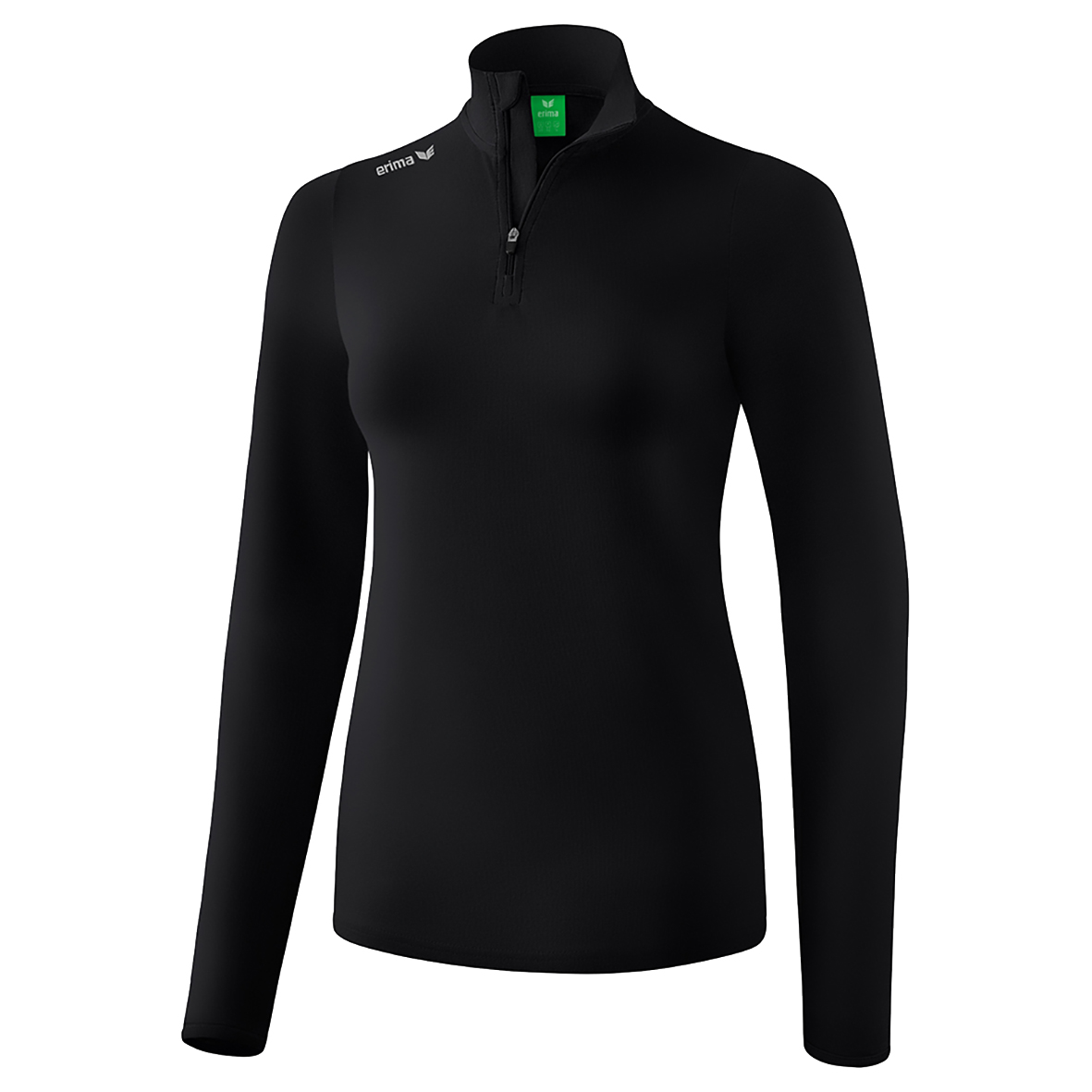 ERIMA NECK JUMPER LONG SLEEVE POLO, BLACK WOMEN.