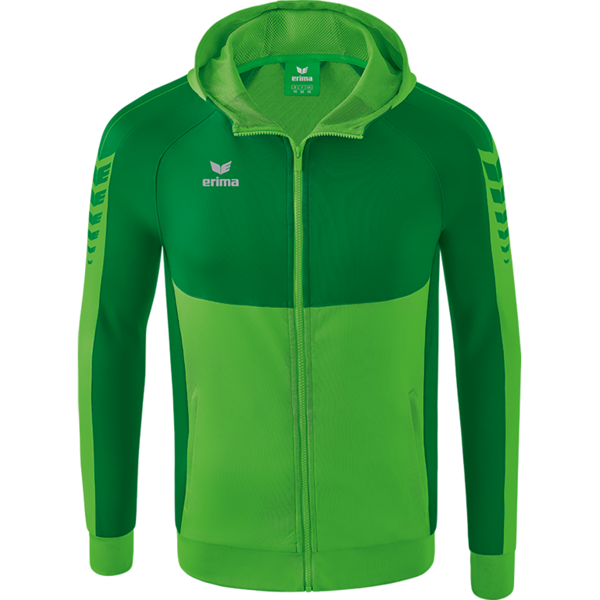 ERIMA SIX WINGS TRAINING JACKET WITH HOOD, GREEN-EMERALD KIDS. 