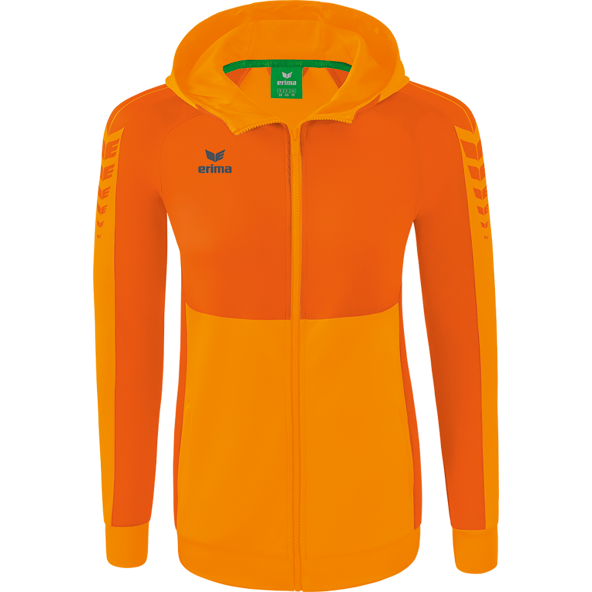 ERIMA SIX WINGS TRAINING JACKET WITH HOOD, NEW ORANGE-ORANGE WOMEN.