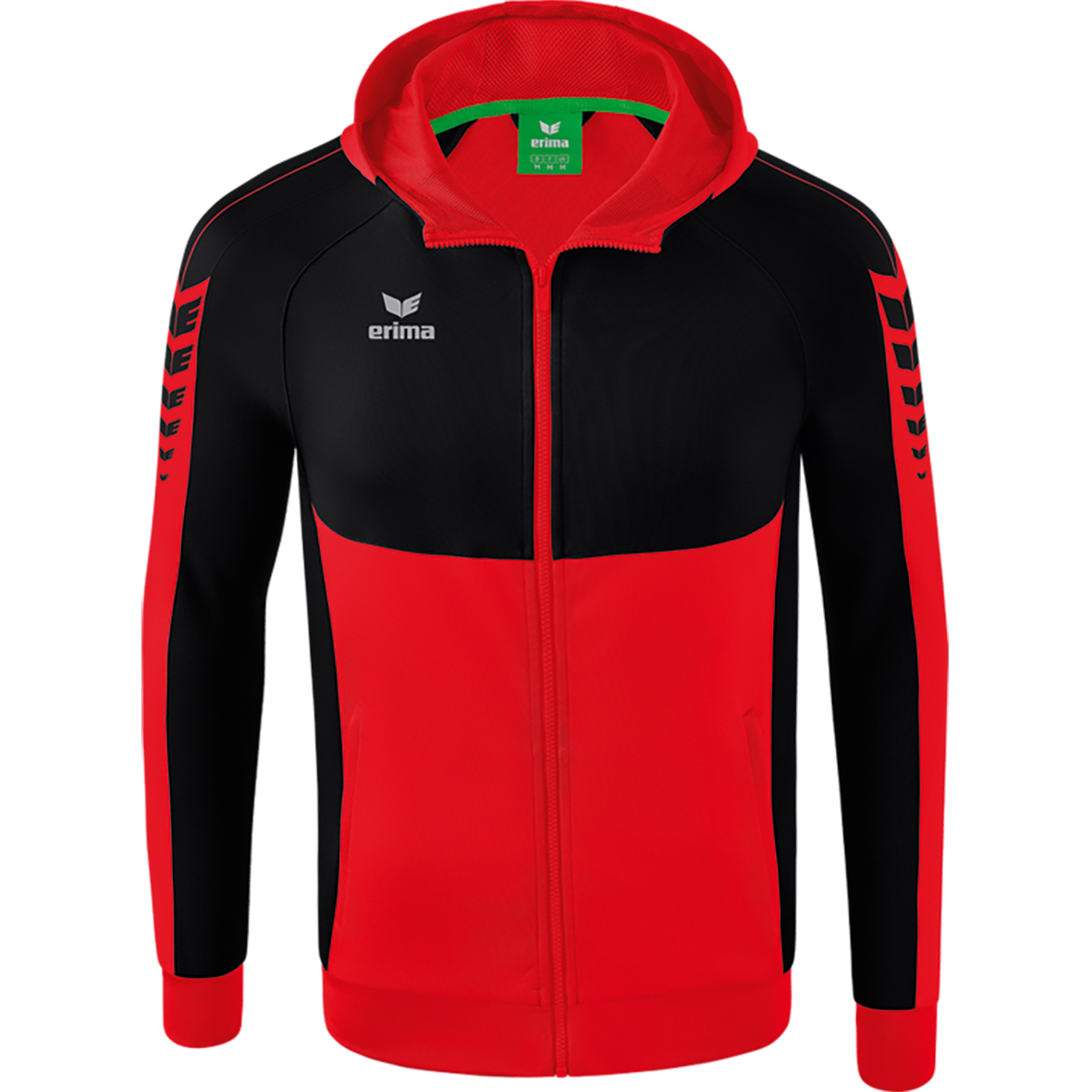 ERIMA SIX WINGS TRAINING JACKET WITH HOOD, RED-BLACK KIDS. 