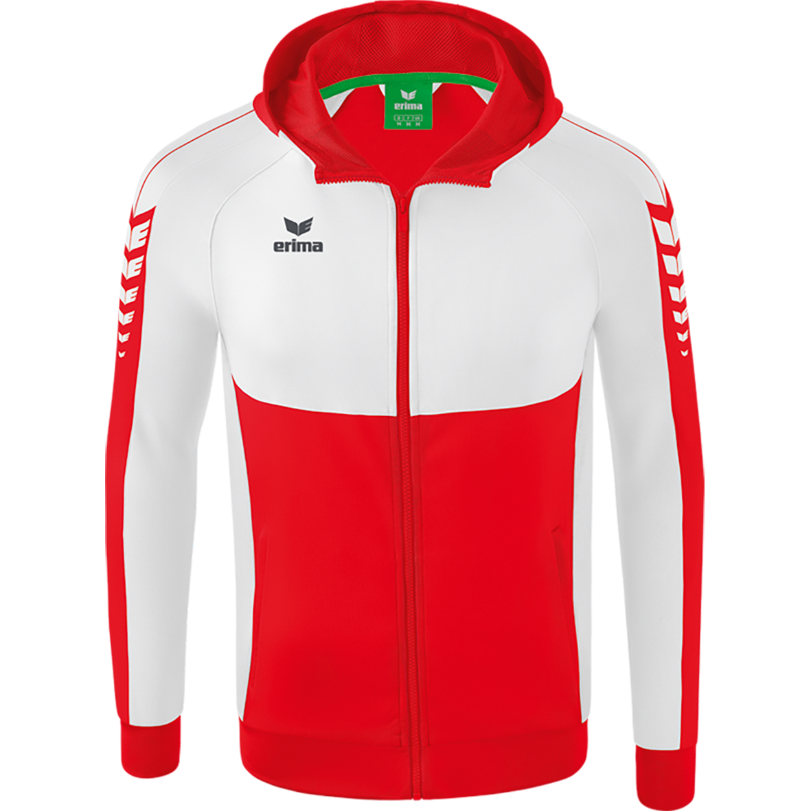 ERIMA SIX WINGS TRAINING JACKET WITH HOOD, RED-WHITE KIDS.