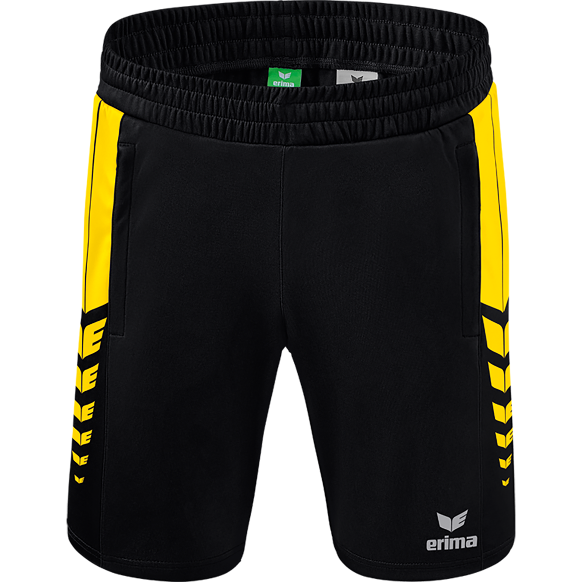 ERIMA SIX WINGS WORKER SHORTS, BLACK-YELLOW KIDS.