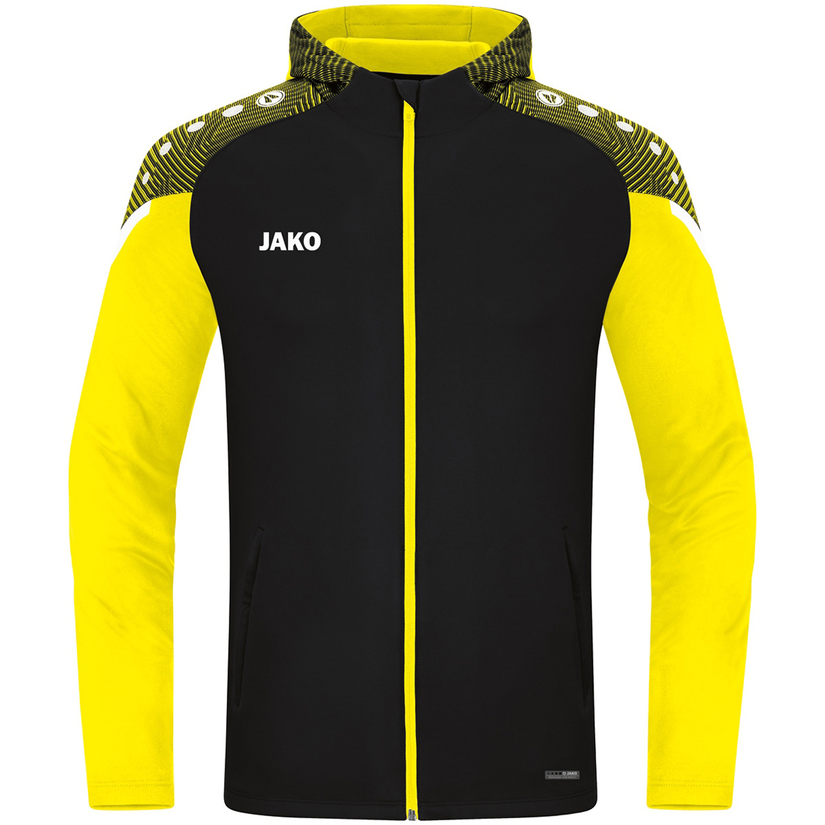 HOODED JACKET JAKO PERFORMANCE, BLACK-SOFT-YELLOW KIDS.