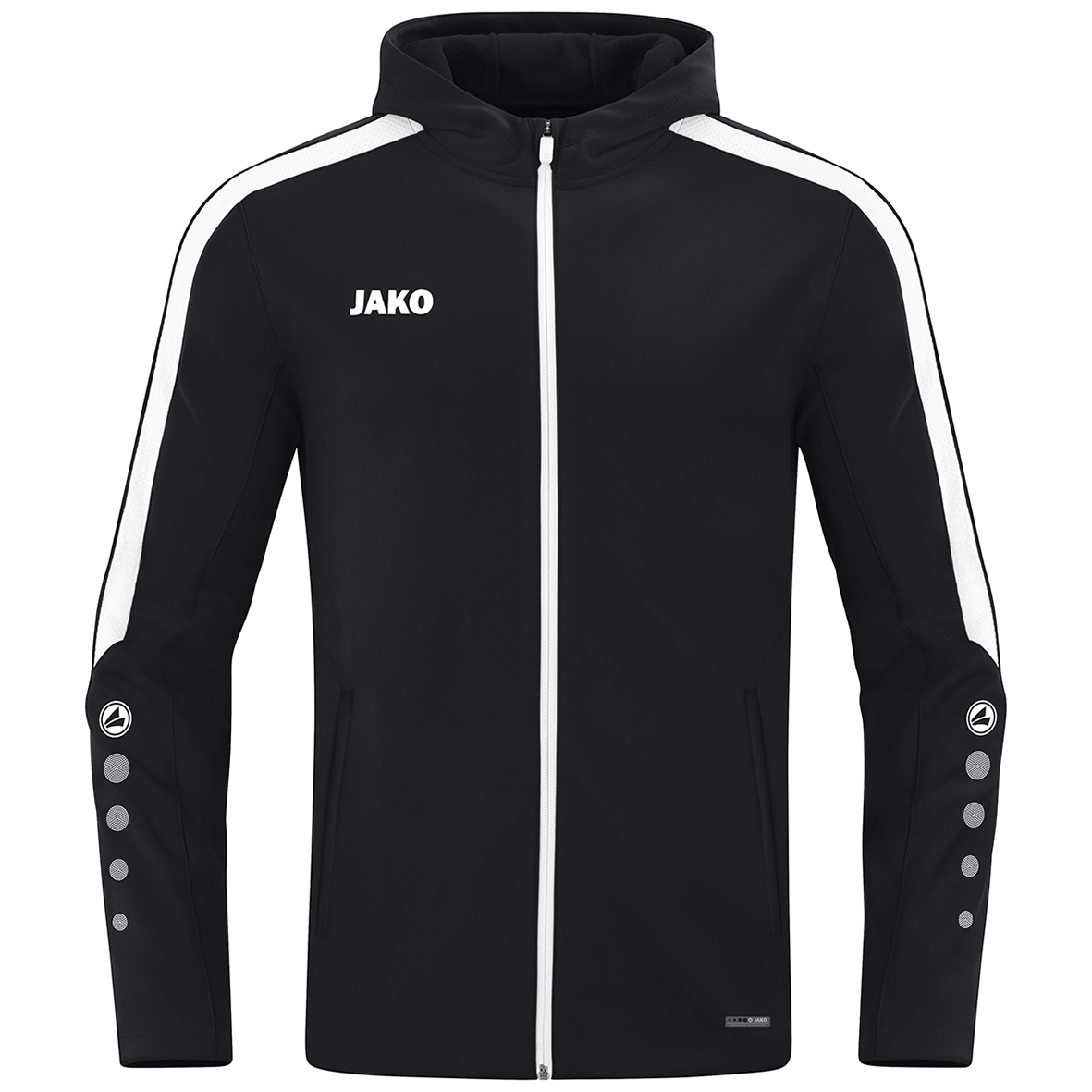 JAKO POWER HOODED JACKET, BLACK-WHITE-WOMEN.