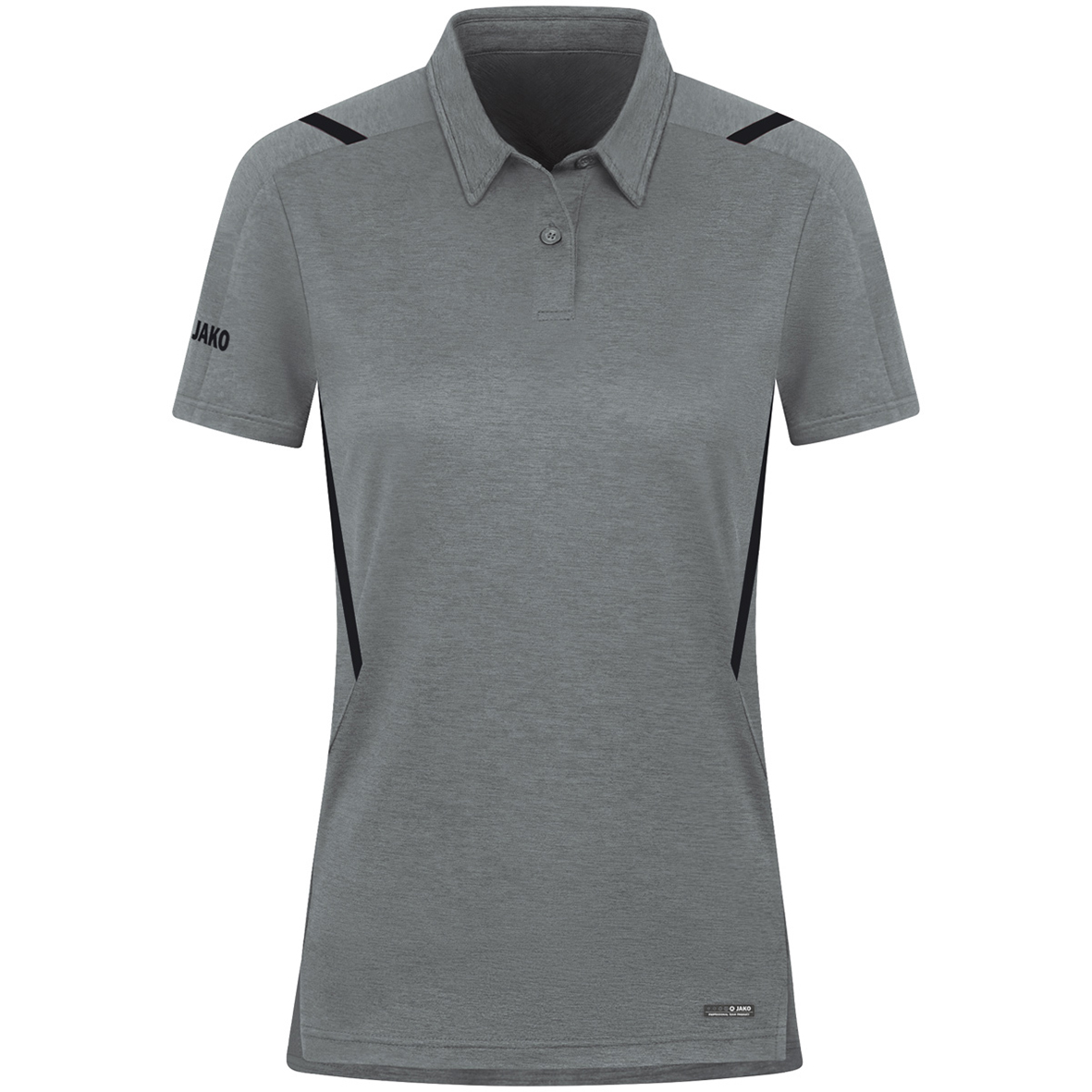 POLO JAKO CHALLENGE, STONE GREY MELANGE-BLACK WOMEN.