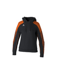 SUDADERA ERIMA EVO STAR CON CAPUCHA, NEGRO-NARANJA-MUJER