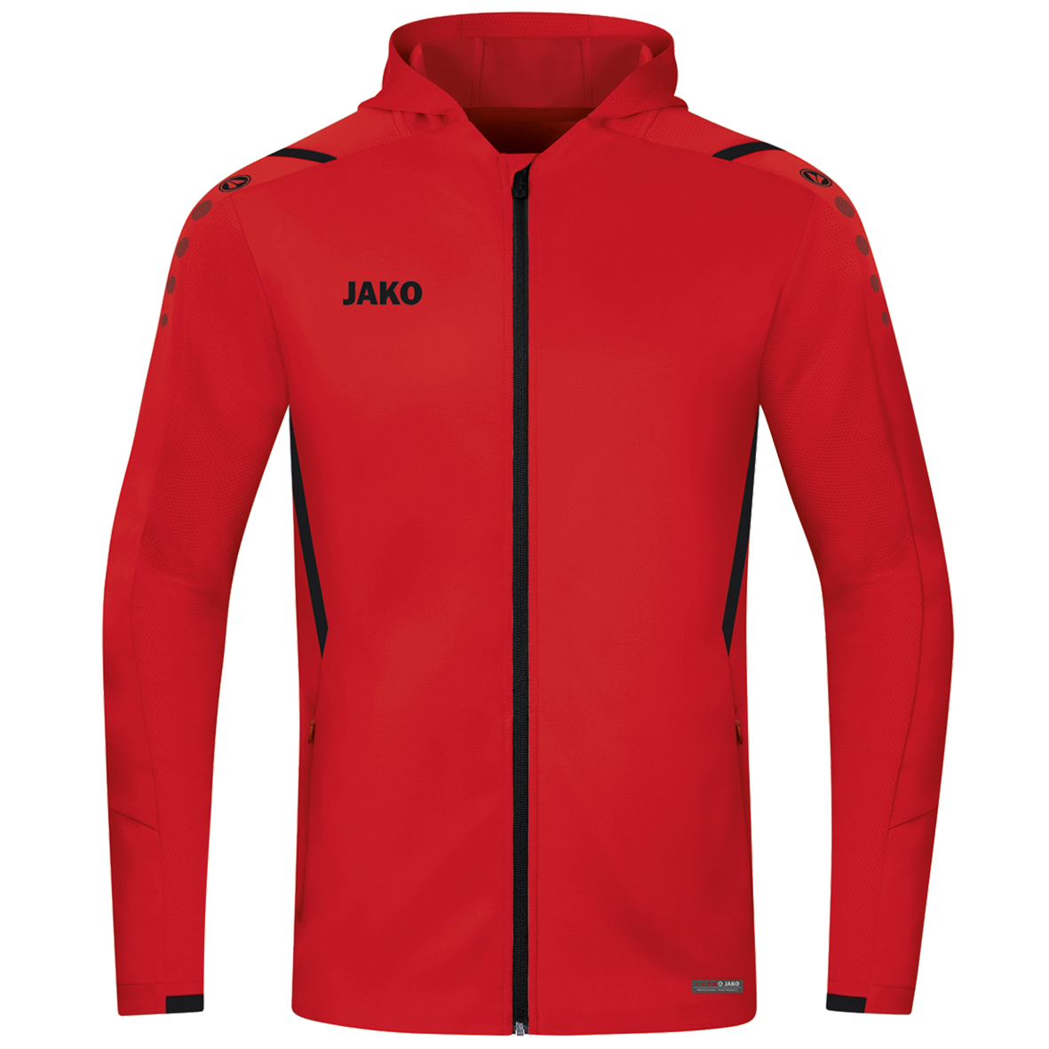 TRAINING JACKET JAKO CHALLENGE WITH HOOD, RED-BLACK MEN.