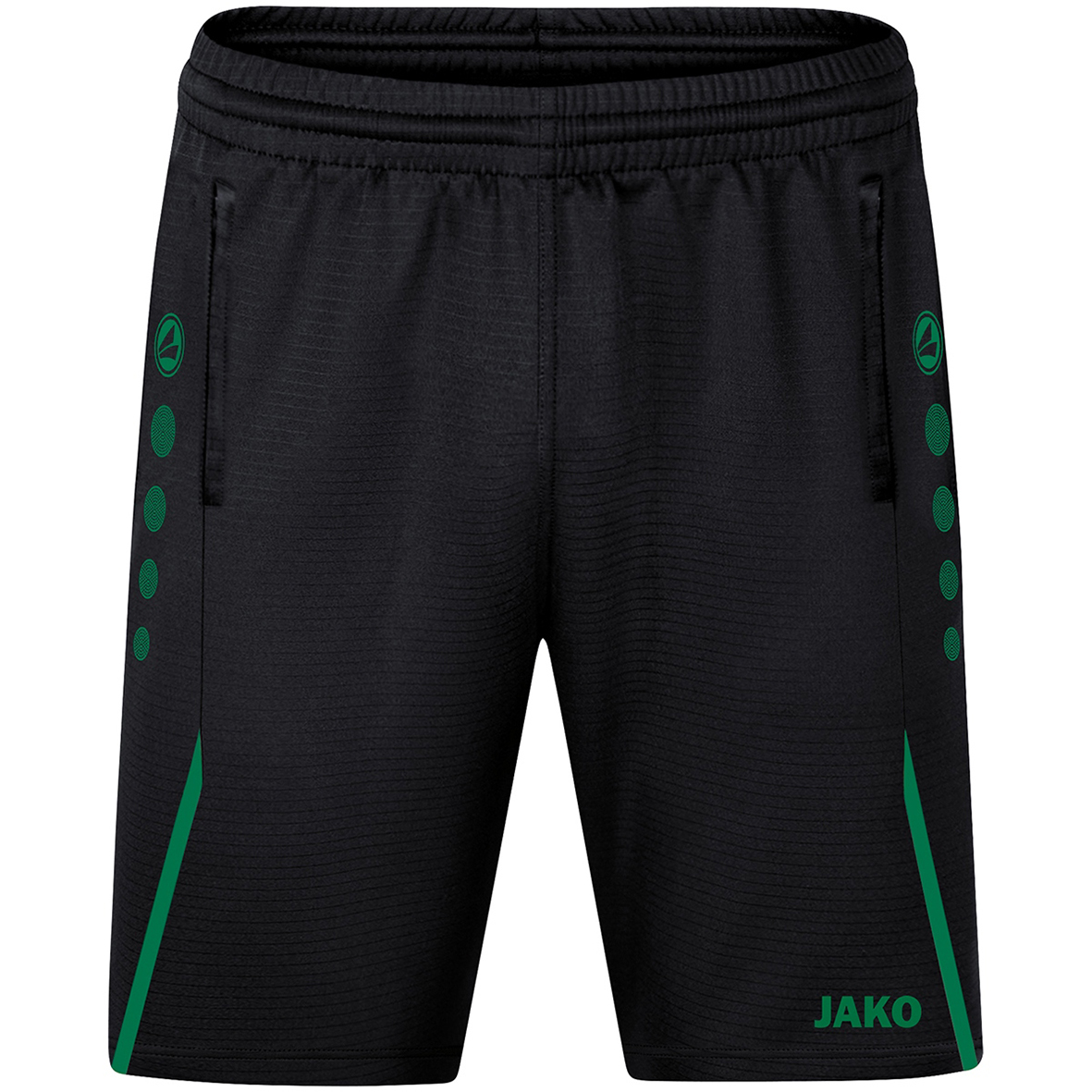 TRAINING SHORTS JAKO CHALLENGE, BLACK-SPORT GREEN KIDS.